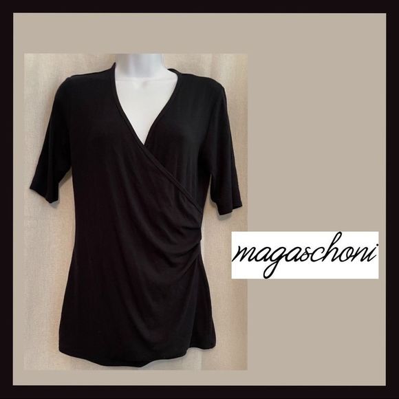 Magaschoni Cross Front V Neck Super Soft Top Sz S - Picture 1 of 4